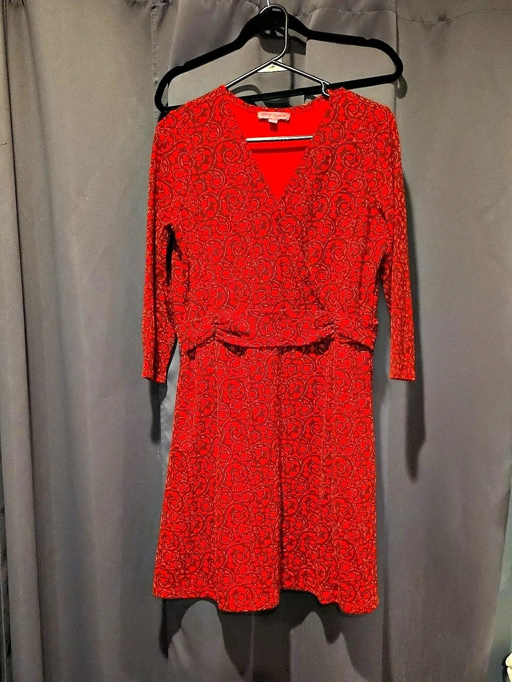 Betsey Johnson Red & Black Paisley Mini Dress Size XL